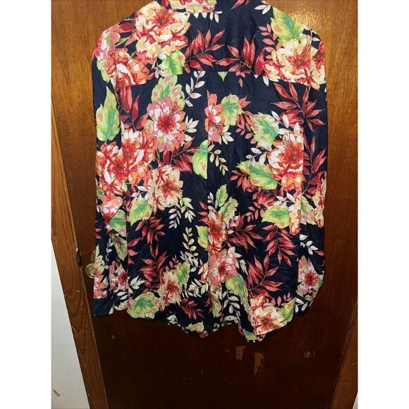 NWT Talbots Womens Navy Blue Floral Button Up Blouse Size 2X - Picture 7 of 7